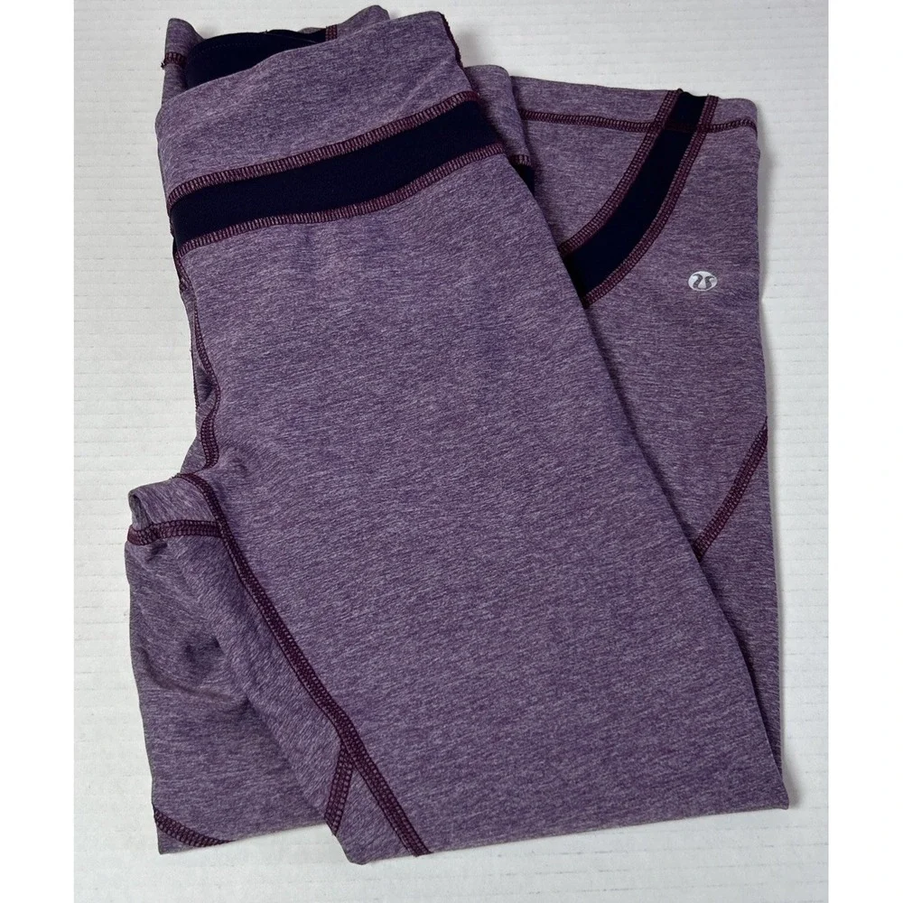 Lululemon Cropped Purple Leggings Back Pocket Size 6 Preowned - Picture 1 of 8